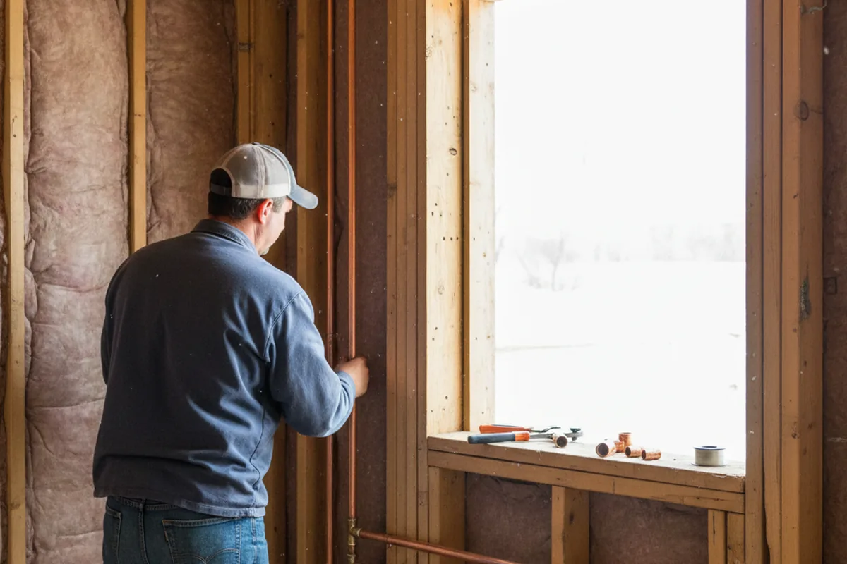 Licensed plumber running new copper supply lines in a Greentown home
