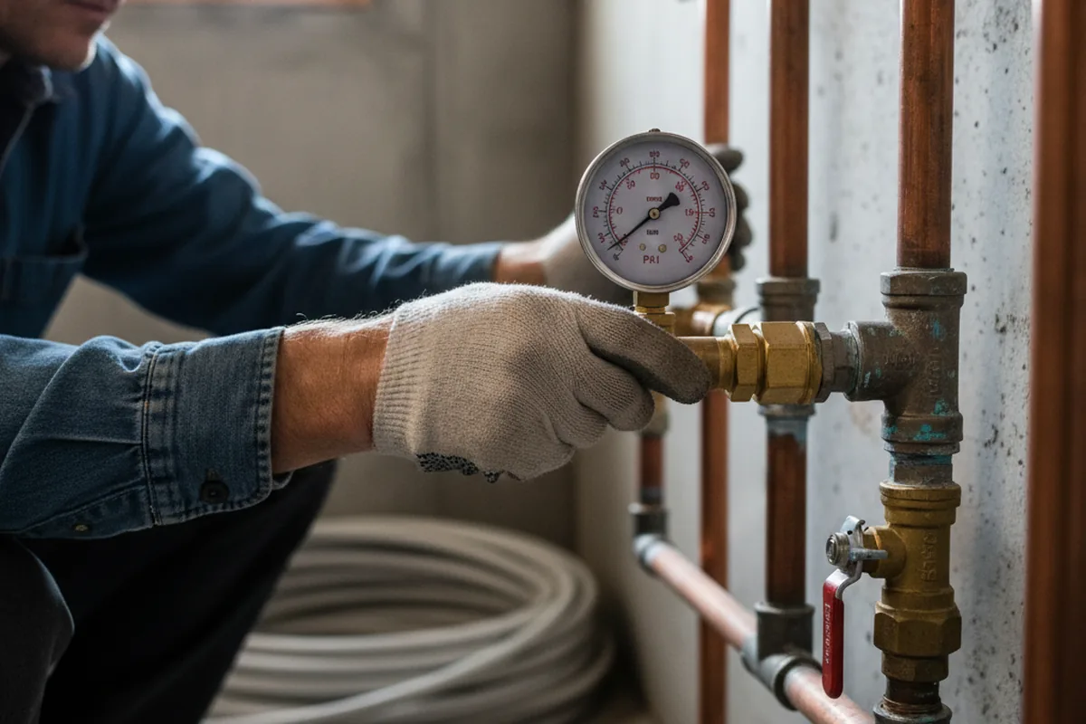 Pressure testing a repaired line during Water Line Repair in Greentown